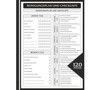 Reinigungsplan und Checkliste: Täglicher, wöchentlicher und monatlicher Haushaltsreinigungsplaner für ein organisiertes Zuhause