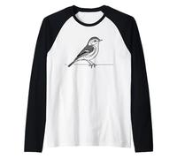 Reinita Line Art Observador de Aves Camiseta Manga Raglan