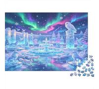 Reino Animal de Hielo Aurora Puzzle de 1000 Piezas de Papel para Adultos Escena Nocturna Fantasía Puzzle para Toda la Familia Relajación Decoración Regalo 52x38cm/1000pcs