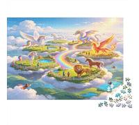 Reino Animal Fantástico Puzzle de 1000 Piezas Puzzle para Adultos Material Papel Isla en Las Nubes Relajación Hogar Regalo Festivo 52x38cm/1000pcs