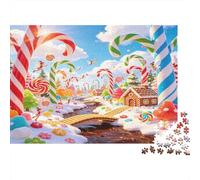 Reino de Caramelos Fantasía Puzzle de 1000 Piezas Papel para Adultos Escena de Cuento Colorida Relajación Familia Decoración Hogar 70x50cm/1000pcs