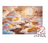 Reino de Postres Fantasía Puzzle de 1000 Piezas Papel para Adultos Mundo Dulce Soñado Juego de Puzzle 1000 Piezas Relajación Decoración Regalo Familiar 52x38cm/1000pcs