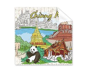 Reino de Tailandia tailandés tradicional aduanas cultura Chiang Mai Panda templo Art ilustración gafas paño de limpieza paño móvil limpiador de pantalla, 5 unidades