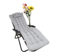 REINO MANSIDI Cojín Tumbona 180x55x6cm Reclinable con Almohada Reposacabeza, Colores Lisos. Colchoneta Tumbona Exterior con Relleno de Fibra Hueca. (Gris Claro)
