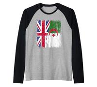 Reino Unido Argelia Media Bandera Patrimonio Británico Argelino Camiseta Manga Raglan