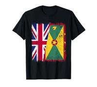 Reino Unido Granada Media Bandera Herencia Británica Granadina Camiseta