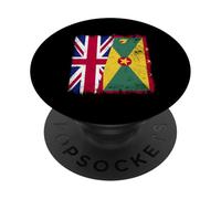 Reino Unido Granada Media Bandera Herencia Británica Granadina PopSockets PopGrip Adhesivo