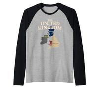 Reino Unido Islas Británicas Escocia Gales Inglaterra Reino Unido Mapa Camiseta Manga Raglan