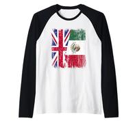 Reino Unido, México, Media Bandera, Herencia británica Mexicana Camiseta Manga Raglan