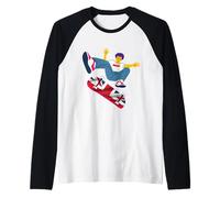 Reino Unido Skateboarding Inglaterra Skateboarder en un Skateboard Camiseta Manga Raglan