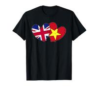 Reino Unido Vietnam Corazón Banderas británico Vietnamita Amor Orgullo Camiseta