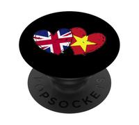 Reino Unido Vietnam Corazón Banderas británico Vietnamita Amor Orgullo PopSockets PopGrip Adhesivo