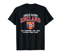 Reinos de Inglaterra anglosajona escudo letras blancas Camiseta