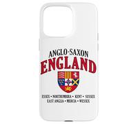 Reinos de Inglaterra anglosajona escudo letras negras Carcasa para iPhone 15 Pro Max