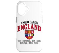 Reinos de Inglaterra anglosajona escudo letras negras Carcasa para iPhone 16
