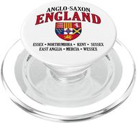 Reinos de Inglaterra anglosajona escudo letras negras PopSockets PopGrip para MagSafe