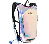 REINOS Mochila de hidratación con bolsa de agua de 2 litros, bolsa ligera para senderismo, chaleco de correr, festival de música para hombres y mujeres (azul holográfico)