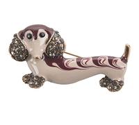 Reinscer 1 pieza brillante Rhinestone perro perro salchicha romántico broche moda joyería mujeres ropa traje broches regalo rojo, Metal