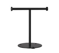 Reinscer 1 pieza toallero de pie, acero al carbono negro estable barra de toalla independiente, anillo de toalla pequeño soporte para baño