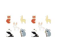 Reinscer 10 piezas broches de esmalte animal conjunto de Panda conejo koala pin de solapa broches para mochilas y chaquetas, Metal, Metal
