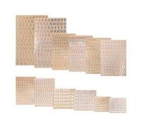 Reinscer 12 hojas de pegatinas de resina artística, pequeñas pegatinas de números del alfabeto, aleación, autoadhesivas, doradas y plateadas, 3 mm/4,5 mm de alto