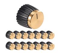 Reinscer 15 piezas de amplificadores de guitarra de color negro con tapa de aluminio dorado para amplificadores de 6 mm de diámetro