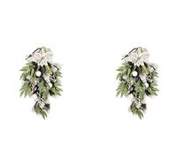 Reinscer 2 adornos artificiales de Navidad con bayas, flores y bolas ornamentales para puerta de casa interior y exterior