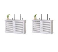 Reinscer 2 cajas de almacenamiento inalámbricas para router WiFi, soporte de cable, soporte de pared, enchufe para tablero, doble puerta