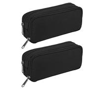 Reinscer 2 estuches para lápices con gran capacidad Oxford, bolsa de almacenamiento para rotuladores, estuche de papelería simple, para la escuela y la oficina, organizador negro, Negro