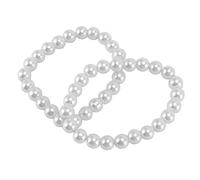 Reinscer 2 piezas de perlas artificiales pulsera elástica muñeca adornos para mujeres, Plástico y metal