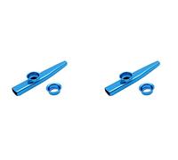 Reinscer 2 piezas Kazoo aleación de aluminio metal con 10 piezas regalo flauta diafragma para niños amantes de la música azul