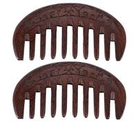 Reinscer 2 x peine de madera, peine natural, masaje antiestático a través del peine (dientes anchos florales)
