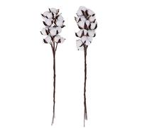 Reinscer 20 unidades de tallos de algodón, flores de algodón falsas, tallos de flores de algodón, tallos de imitación de granja, decoración para jarrón de casa