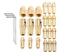 Reinscer 3 juegos de 0.5-3 mm Latón Portabrocas Pequeña barra de perforación eléctrica Pinza de broca adecuada para herramientas giratorias 3 tamaños -2.0 mm 2.35 mm 3.17 mm