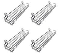 Reinscer 4 cesta colgante para alambre, rejilla de pared, cesta multifunción, cesta de almacenamiento y presentación de pared, 40 x 10 x 5 cm, lacada en negro