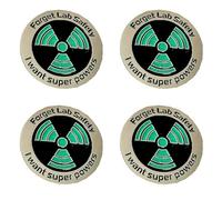 Reinscer 4 x Esmalte Científico Pin - Luz en la oscuridad - Pin de Solapa "Forget Lab Safety I Want Super Powers", Metal, Metal