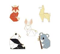 Reinscer 5 UNIDADES Animales Esmalte Broches Conjunto Fox Panda Koala Conejo Pin de Solapa Broches Insignias para Mochilas y Chaquetas, Metal