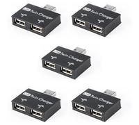 Reinscer 5 x USB 2.0 macho a doble hembra cargador doble 2 puertos USB DC 5 V carga divisor hub adaptador convertidor enchufe