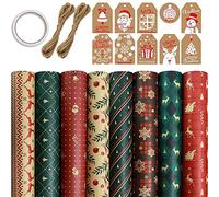 Reinscer 8 hojas de papel de regalo de embalaje, para la celebración de cumpleaños de Navidad Embalaje de papel de regalo de envoltura, embalaje de papel de regalo