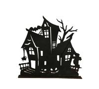 Reinscer Adornos de madera para Halloween, decoración de escritorio, diseño de silueta de madera, tema de Halloween