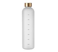 Reinscer Botella de agua de 1 litro con marcador de tiempo, motivación, reutilizable, fitness, deportes, a prueba de fugas, botella de plástico esmerilado,