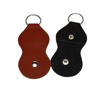 Reinscer Caja de soporte para púas de guitarra, llavero de piel, colgante de púa (2 unidades, negro), color negro