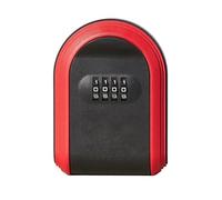 Reinscer Caja fuerte para llaves, resistente a la intemperie, combinación de 4 dígitos, para exteriores, caja de seguridad para llaves, cerradura de pared, duradera, color negro y rojo