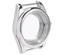Reinscer Carcasa de acero inoxidable de 39 mm, cristal de zafiro pulido apto para reloj NH35/NH35A NH36/NH35A, parte trasera transparente, plata, Transparent