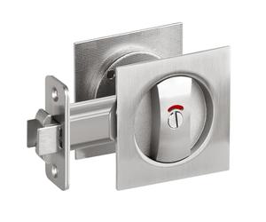 Reinscer Cerradura de puerta corredera con luz indicadora, cerradura cuadrada plateada para puerta de , herrajes para puertas correderas