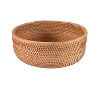 Reinscer Cesta redonda de ratán natural para frutas, mesa de mimbre, bandeja para porciones de pan, bandejas de almacenamiento de alimentos (grande, 1 unidad)