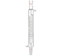 Reinscer Condensador de vidrio de borosilicato con conector 24/40, longitud de envoltura de 300 mm, condensador de vidrio de laboratorio, tubo de condensador serpentino, duradero, fácil instalación