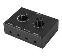 Reinscer Conmutador de audio de 4 puertos, conmutador de audio de 3,5 mm, selector de audio AUX estéreo, 4 entradas, 1 salida/1 entrada, 4 salidas de audio