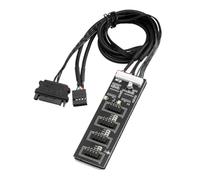 Reinscer Divisor de cabezal USB 2.0 de 9 con cable de alimentación SATA, concentrador USB interno para CPU/luz RGB/impresora