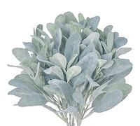 Reinscer Faux Lambs Ear Stiels 5pcs Flockte Green Solid Fake Conejo Orejeras para Casa, Boda DIY